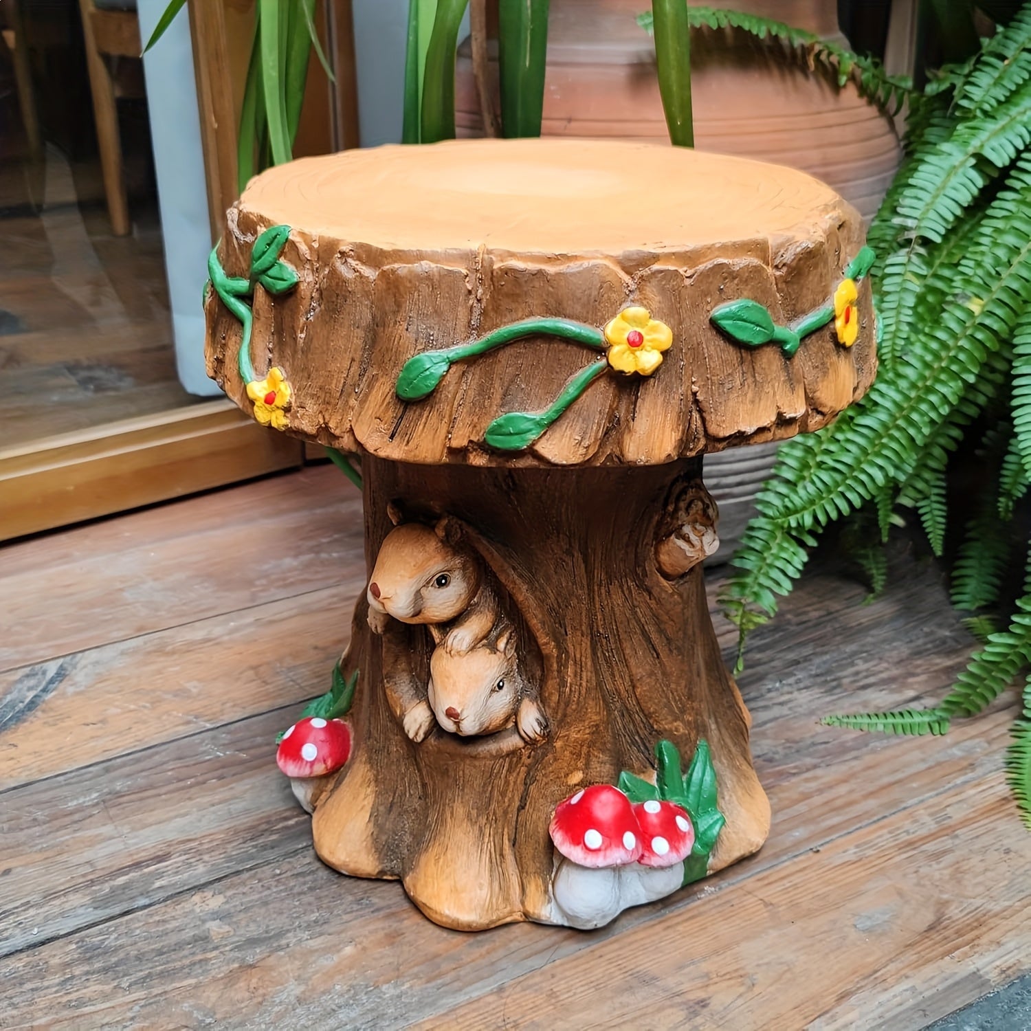 Resin Squirrel Chair 12.6" - Unique Backyard/Terrace Decor Homary