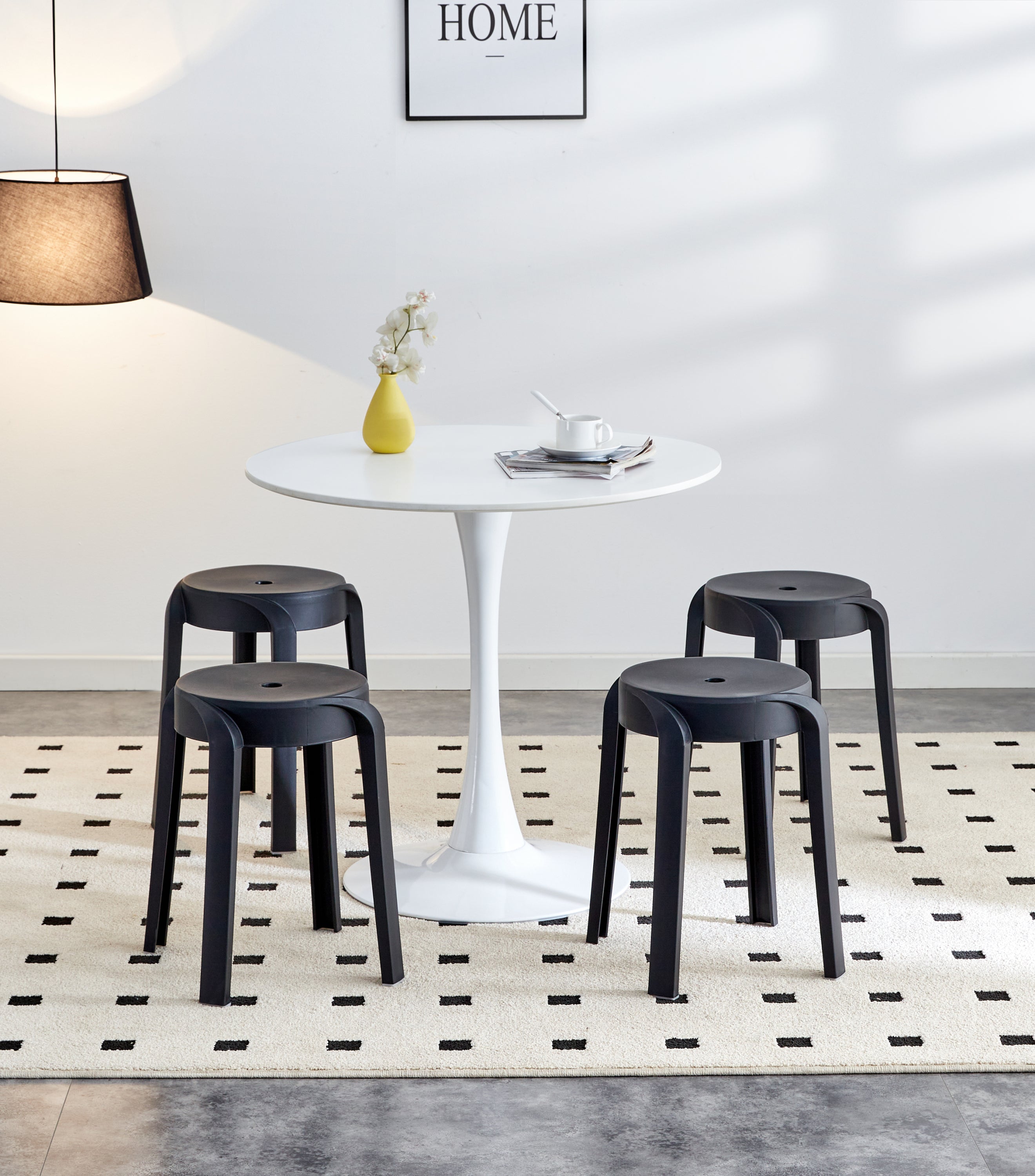 6 - Pack Colorful Round Plastic Stools - Stackable, Home/School/Office, Black lazy boy