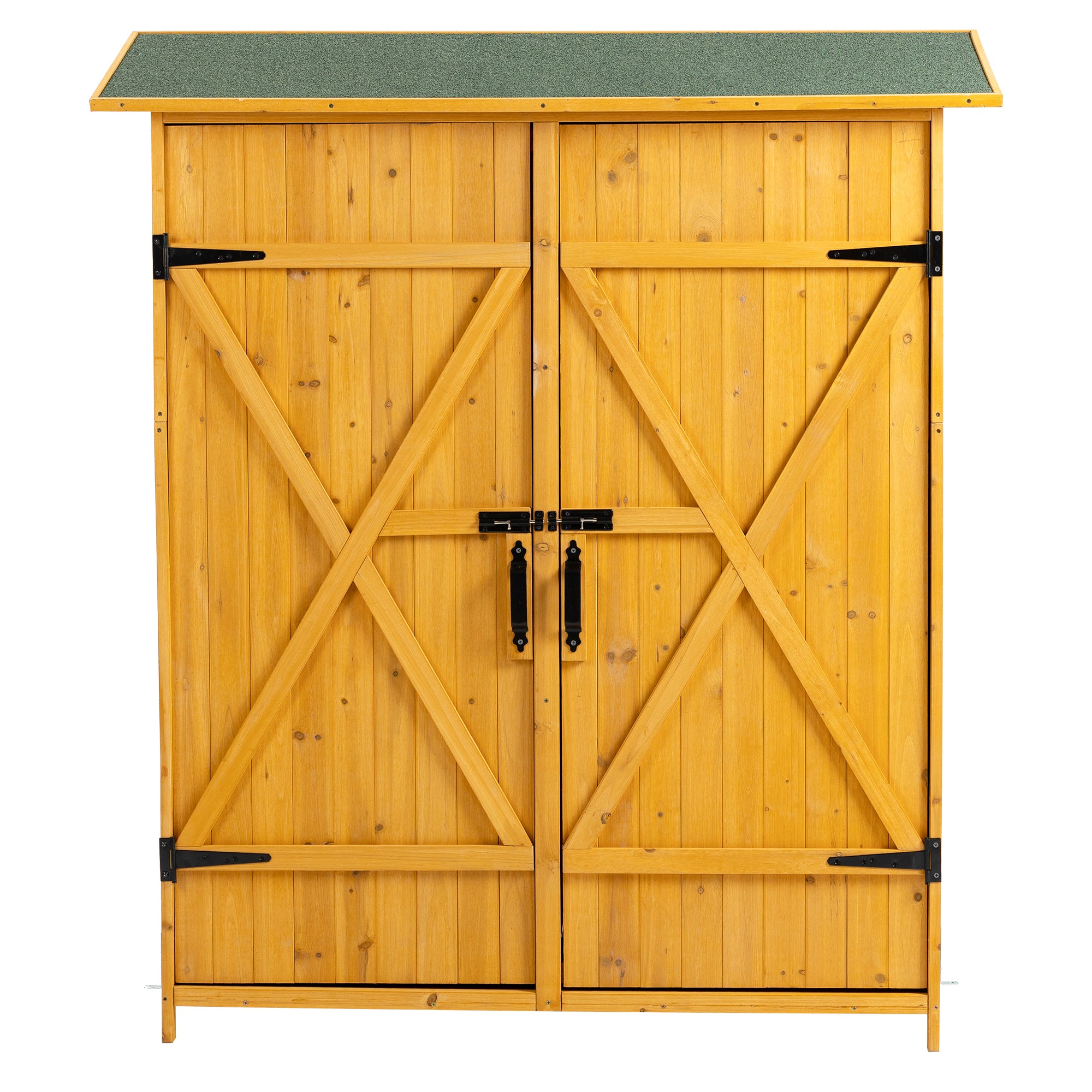Natural Wooden Outdoor Storage Shed Lockable Door Shelves Homary