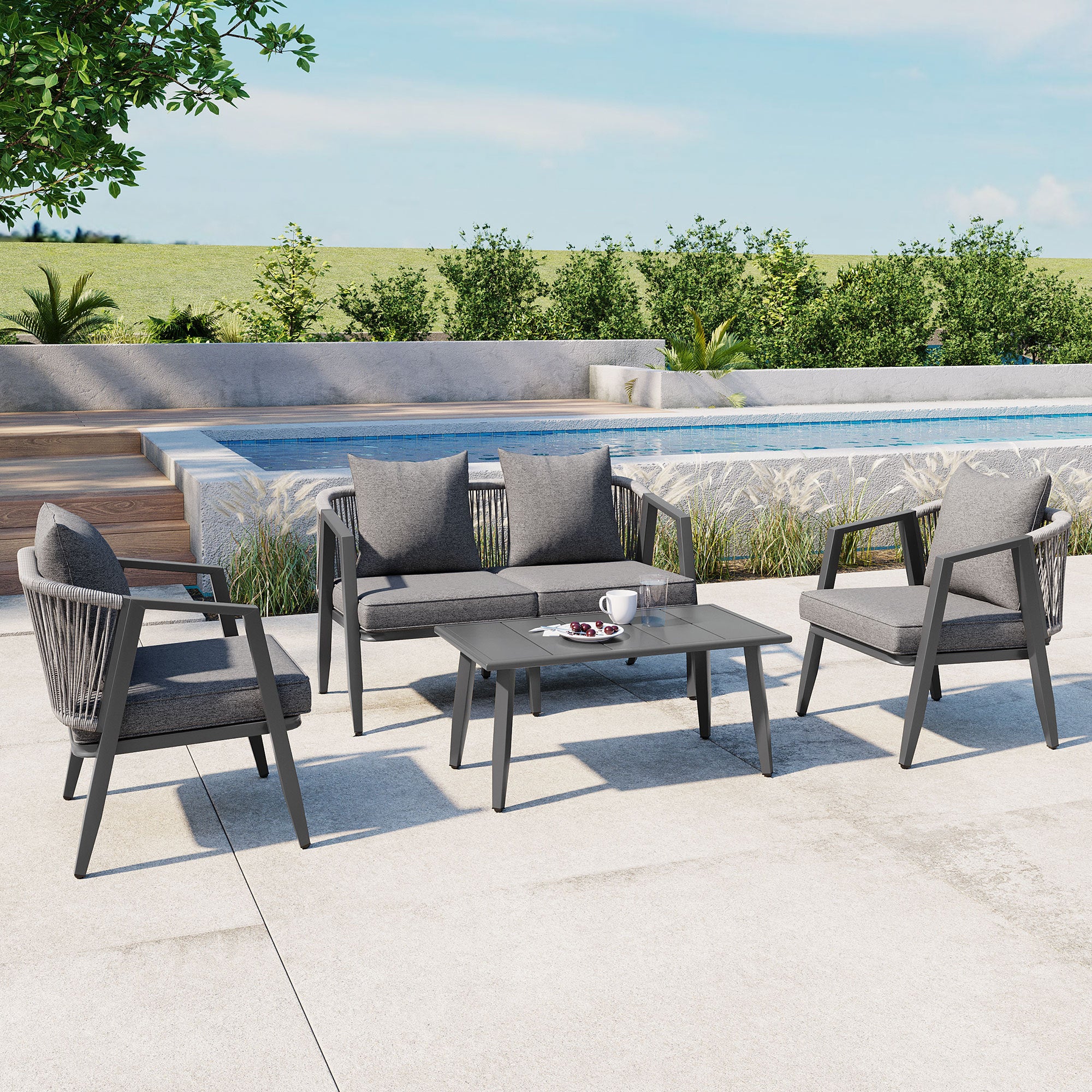 U_STYLE Durable Outdoor Seating Set Patios Lawns Poolsides Homary