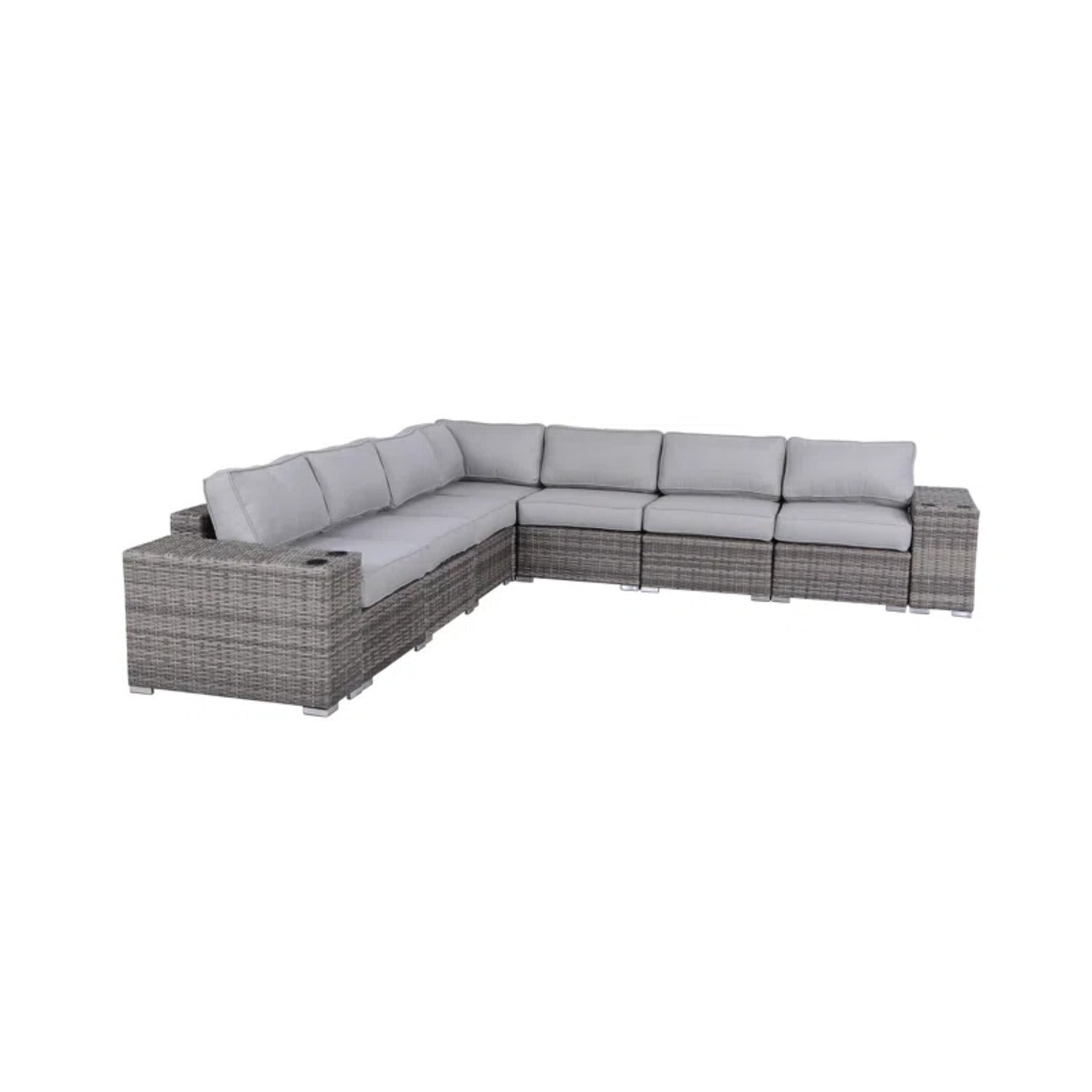 Minnesota 9-Piece Sectional Sofa Set Grey Wicker Aluminum Frame Patio lazy boy