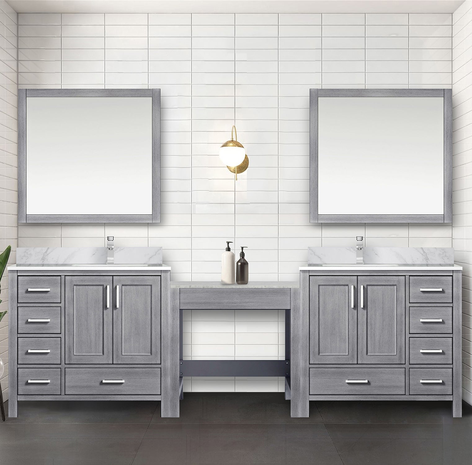 Distressed Grey Double Bath Vanity Carrara Marble Faucet Mirrors Homary