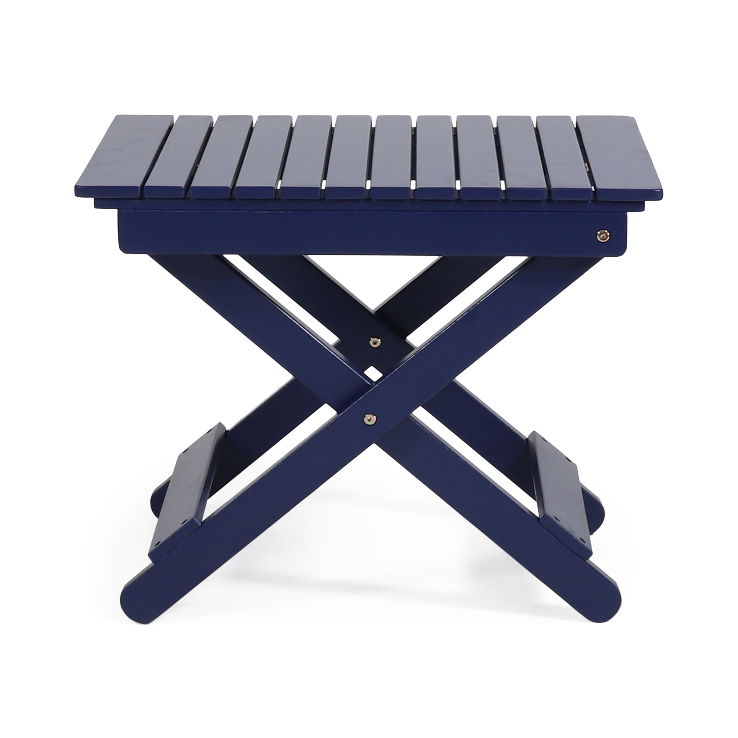 Outdoor Folding Wooden Side Table Navy Blue Patio Homary