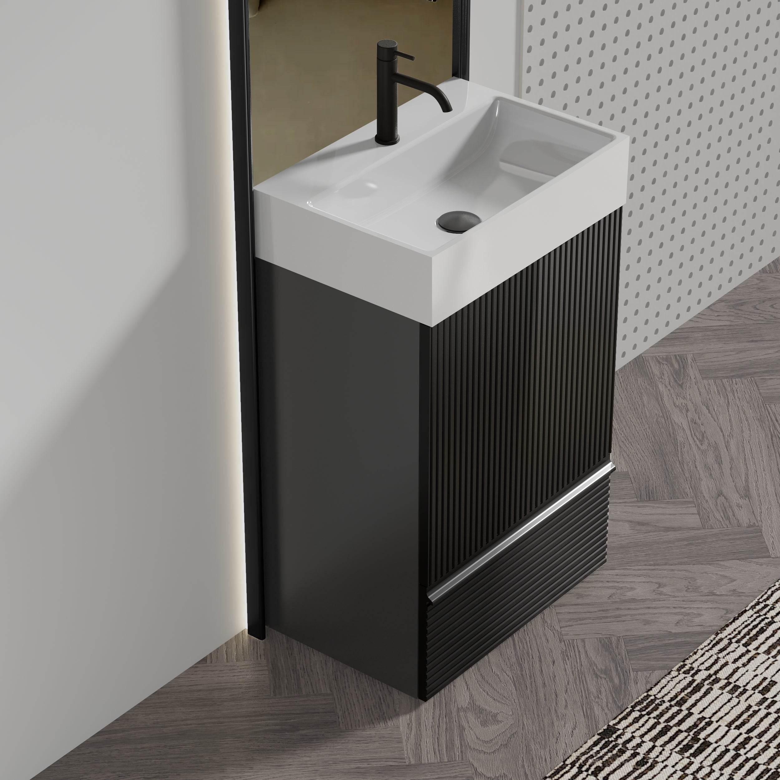 Matt Black Bathroom Vanity Ceramic Sink Freestanding KD zuri