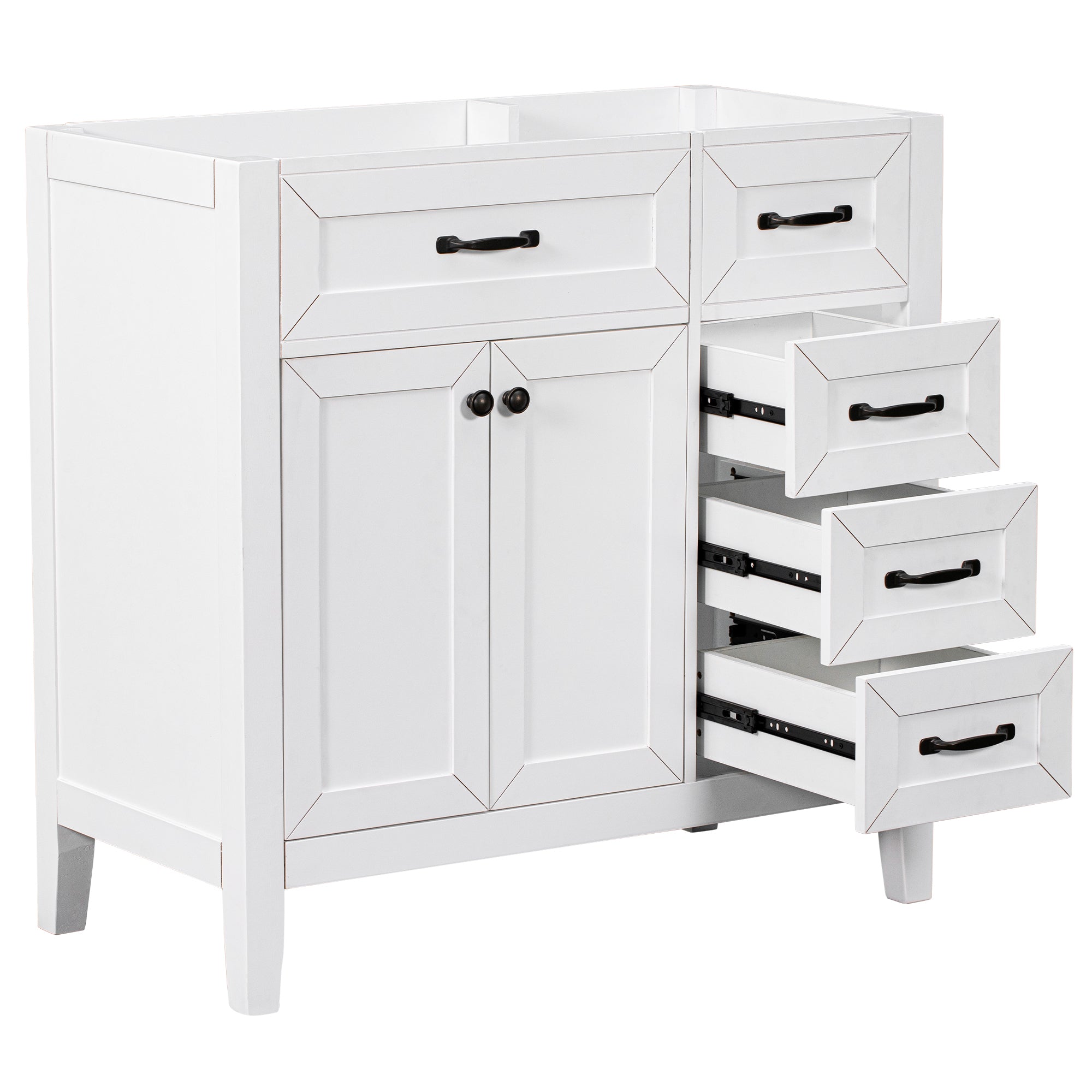 Bathroom Vanity Without Sink Cabinet Drawers MDF White zuri