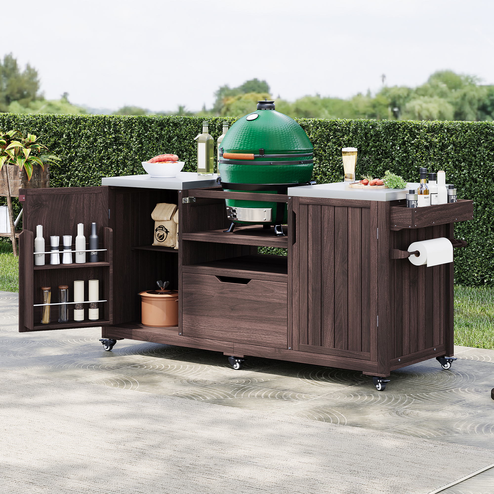 Outdoor Kitchen Island for Big Green Egg Grills Use Homary