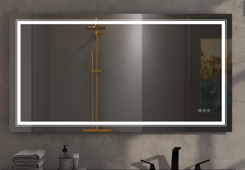 Bathroom LED Mirror Anti-Fog Mirror With Button Homary