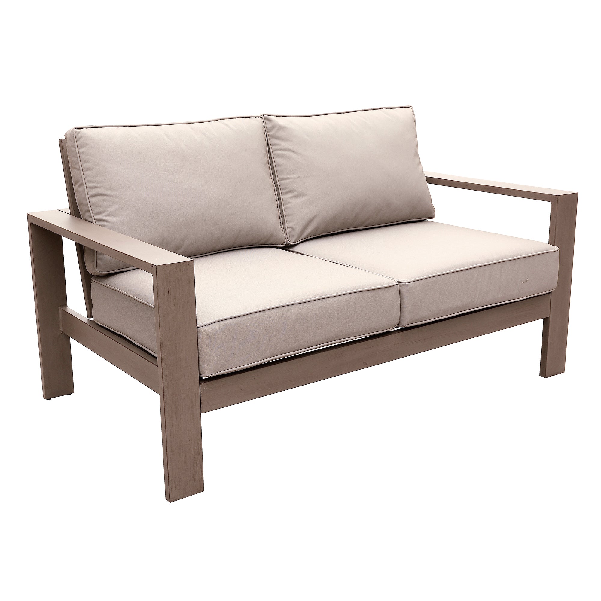Alassio Loveseat with Cushion Outdoor Comfort Pewter Aluminum 60x34 inches Homary