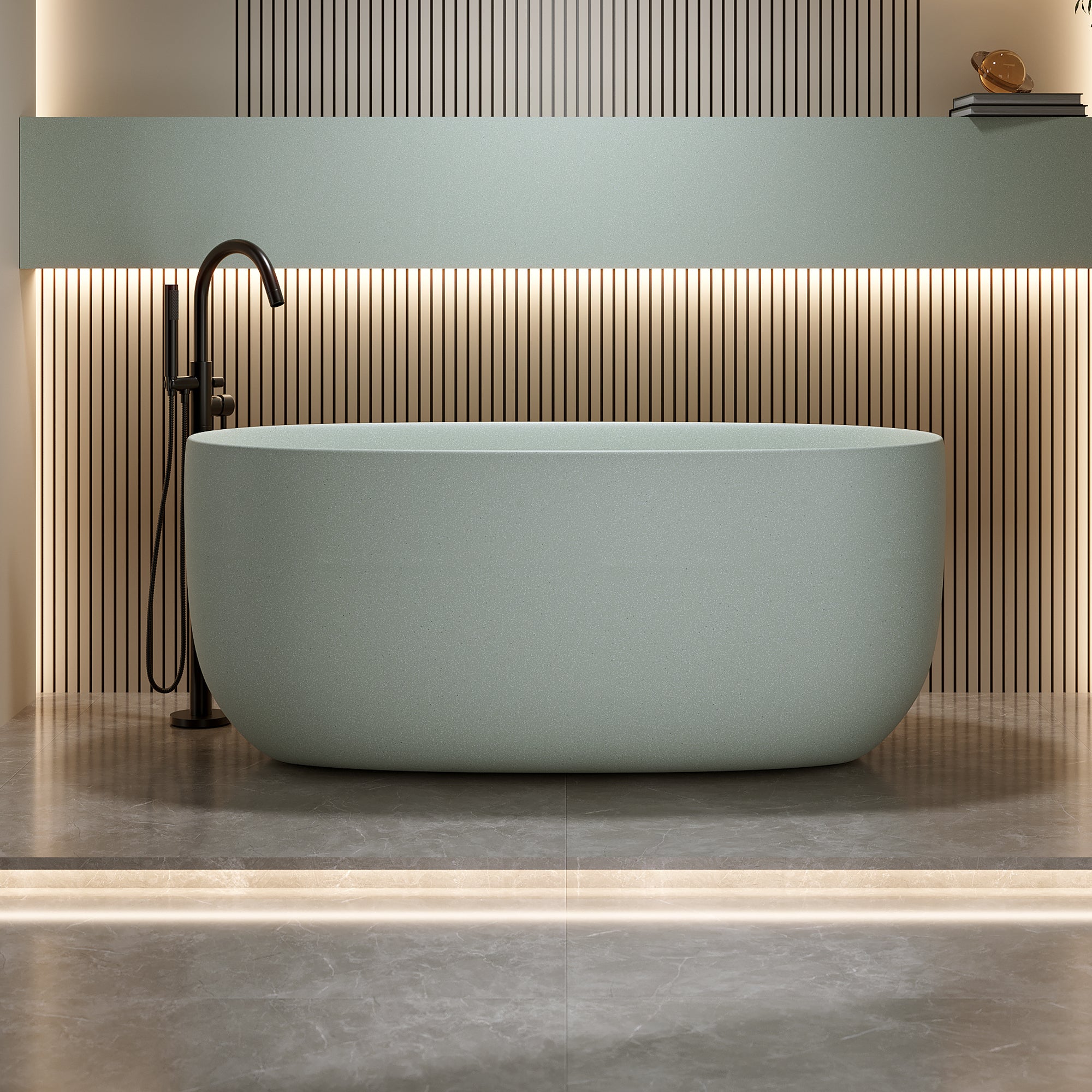 Freestanding Resin Stone Bathtub Solid Surface Overflow Drain Homary