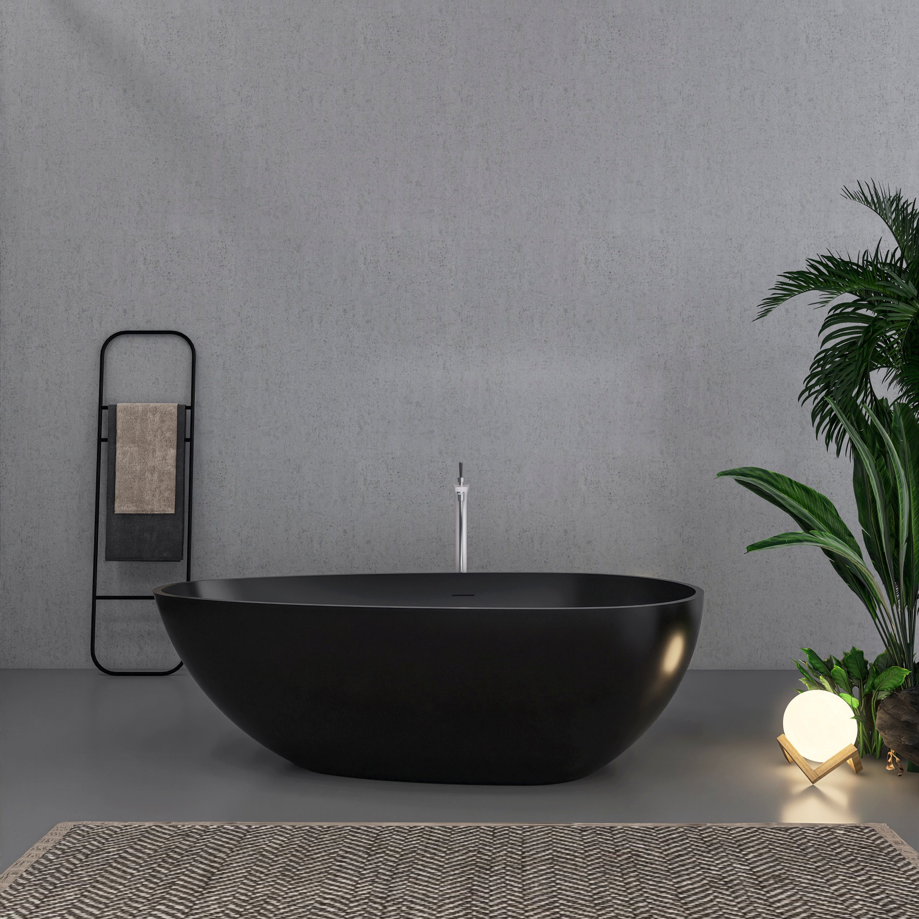 Freestanding Solid Surface Soaking Bathtub Bathroom Homary
