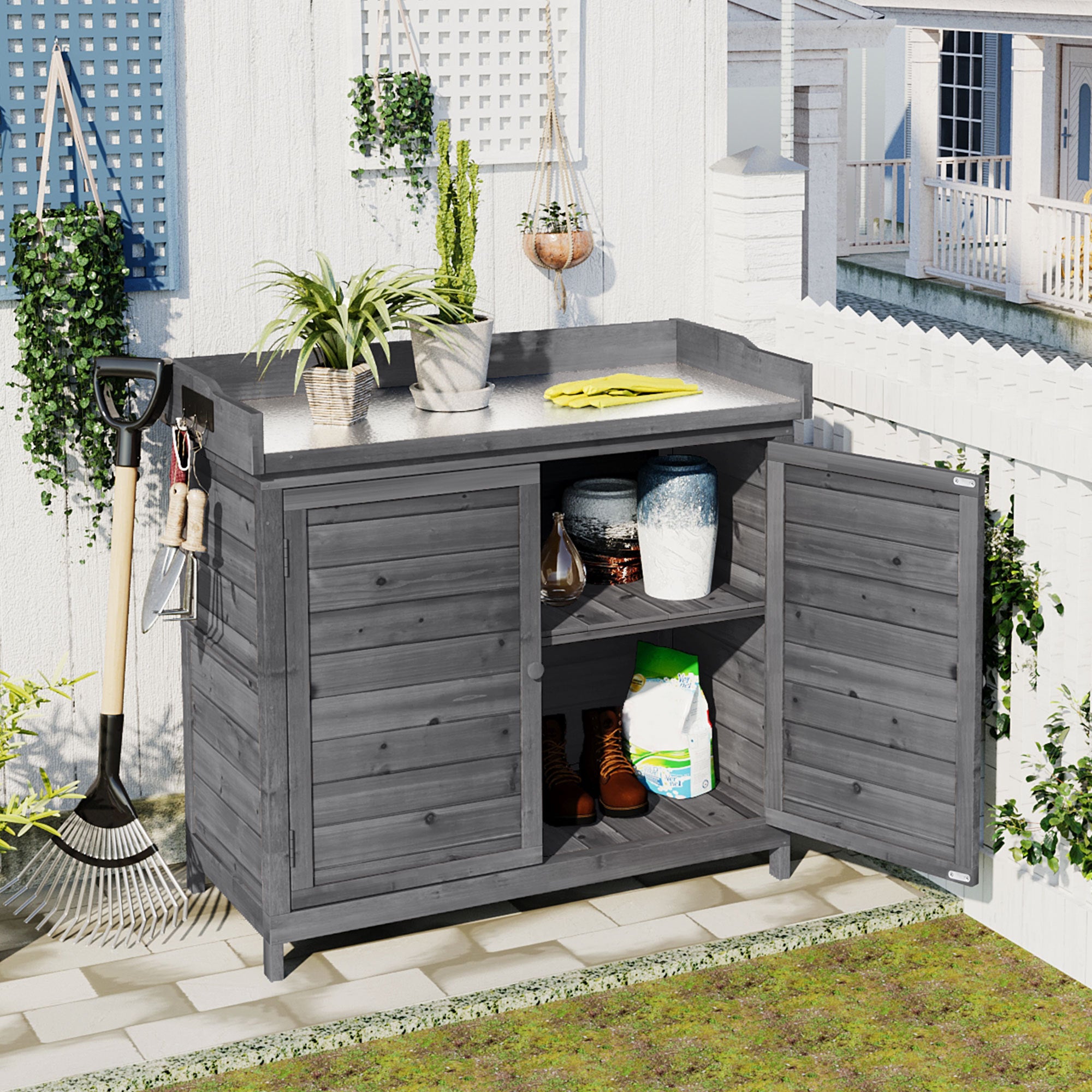 TOPMAX Outdoor Potting Bench Table - Ideal for Garden Planting Work Homary
