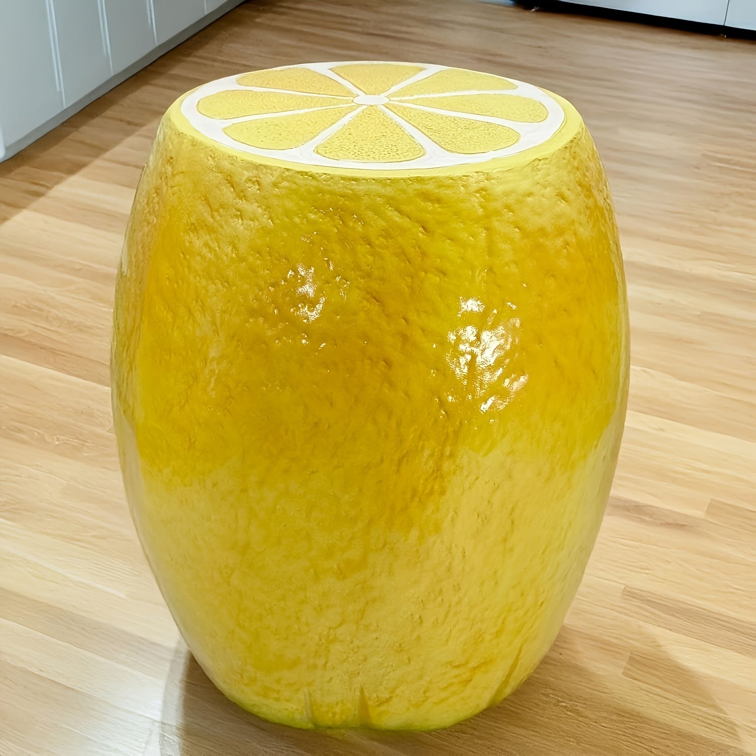 Yellow Lemon Resin Stool 14" - Oversized, Indoor/Outdoor Decor Homary