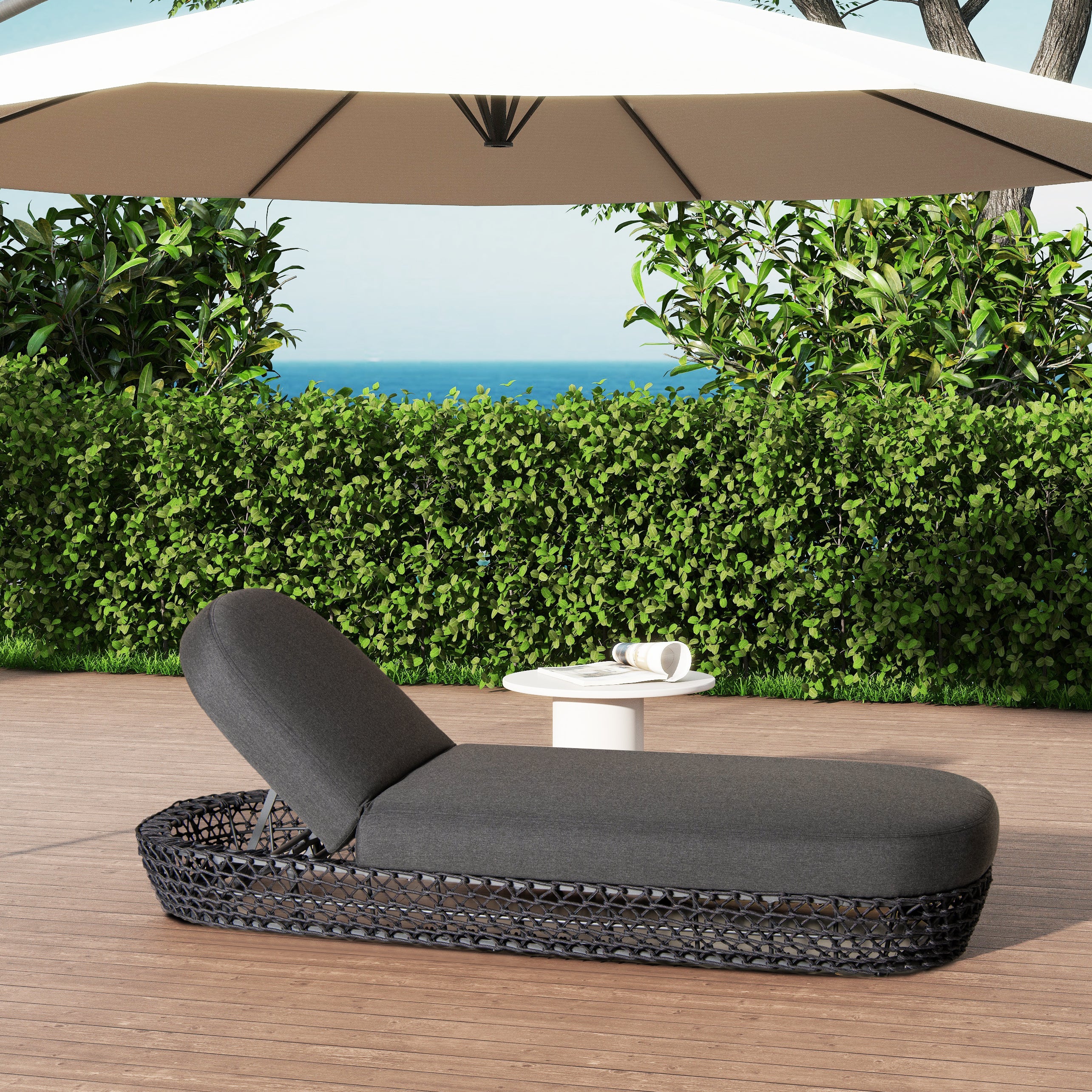 Willow 80.5' Sunbrella Patio Lounger - Woven Graphite Gray-Black lazy boy