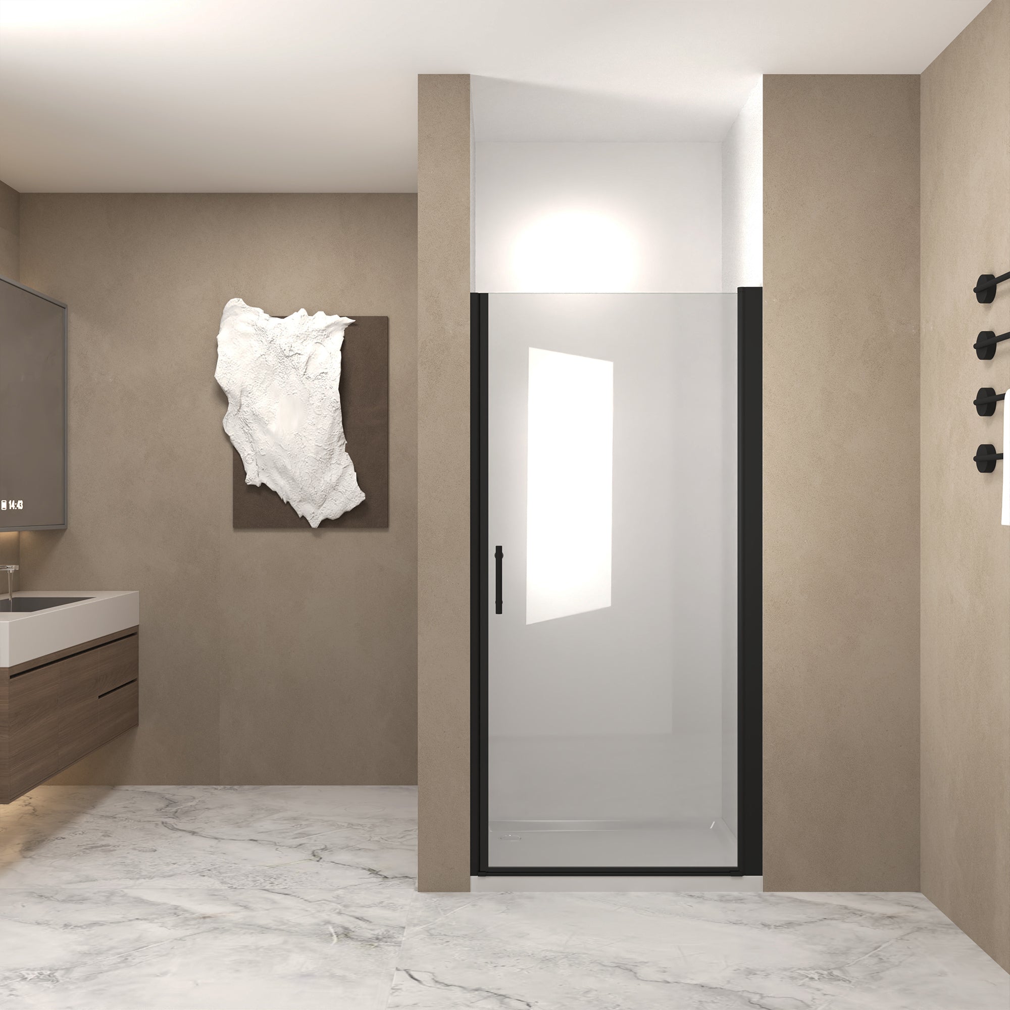 Shower Door Matte Black Aluminum Frame Tempered Glass Homary