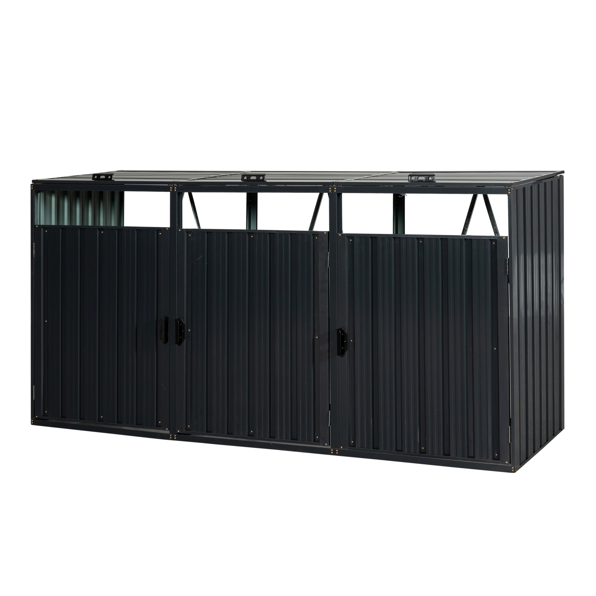 Stainless Galvanized Steel Outdoor Garbage Bin Shed Trash Storage Homary