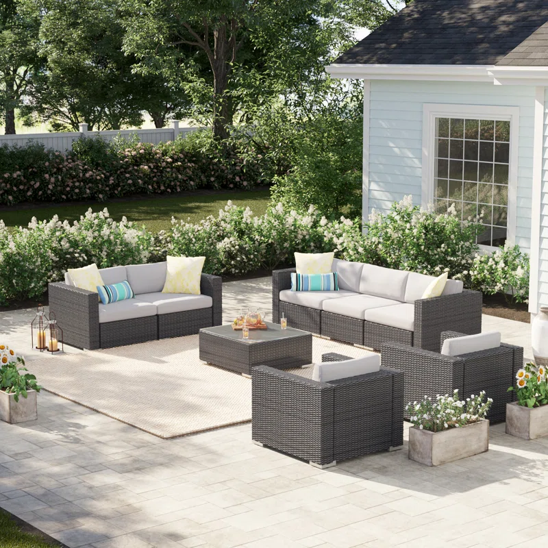7-Person Outdoor Seating Group with Cushions Patio homary