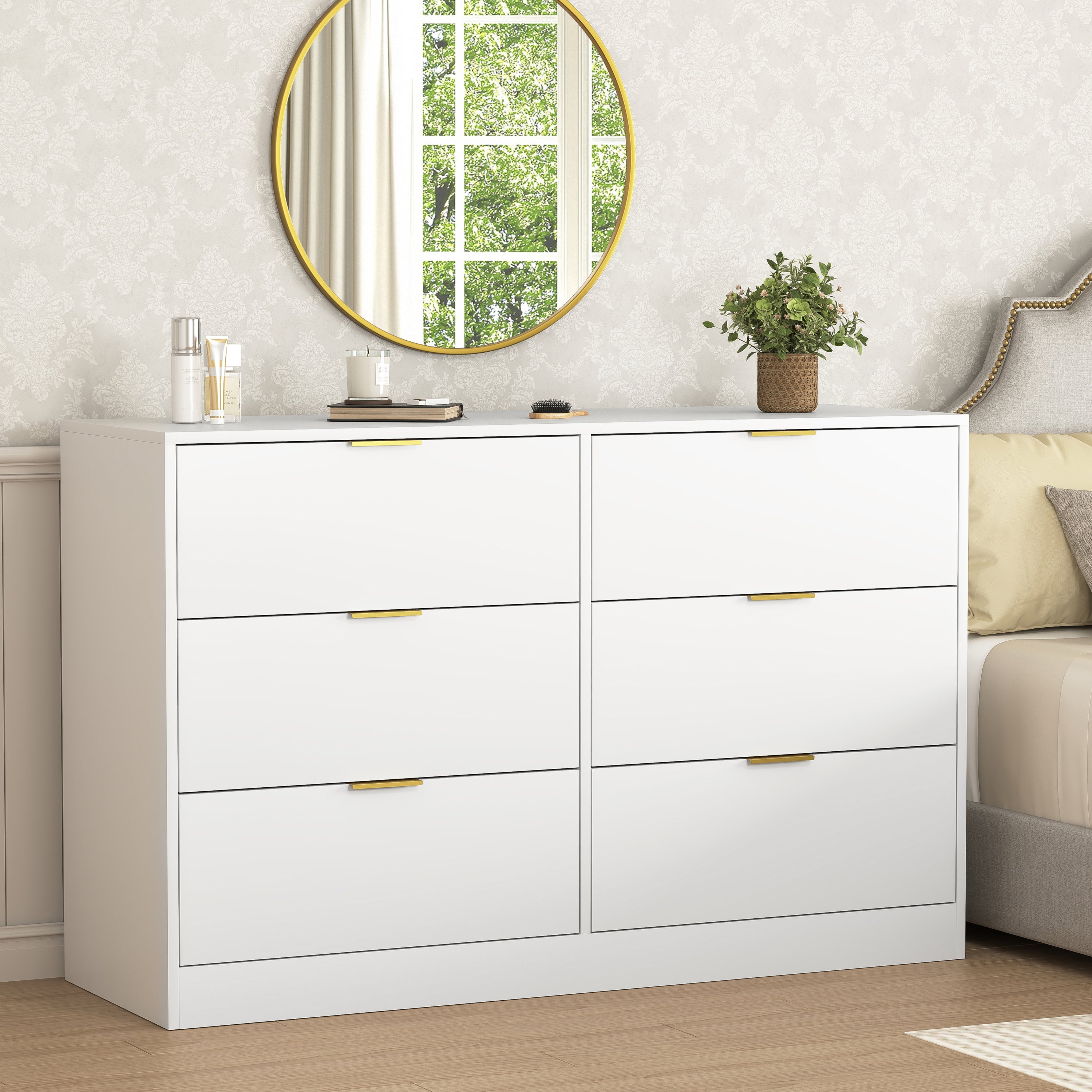 Simply Modern 6-Drawer Dresser, Chest of Drawers for Bedroom, Living Room, Hallway, and Entryway - Large Storage Cabinet White
