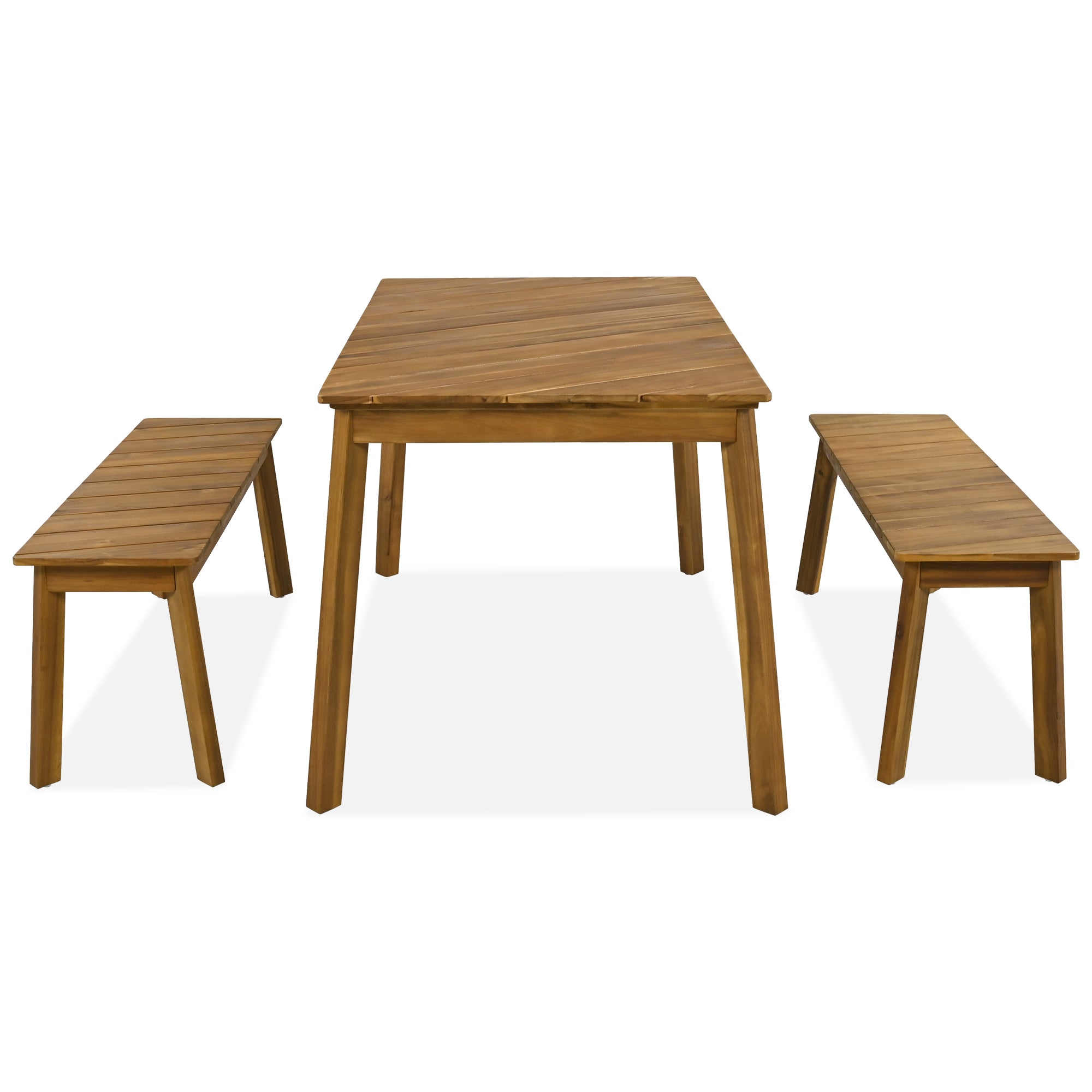 3-Piece Acacia Wood Outdoor Dining Set Table Bench Homary