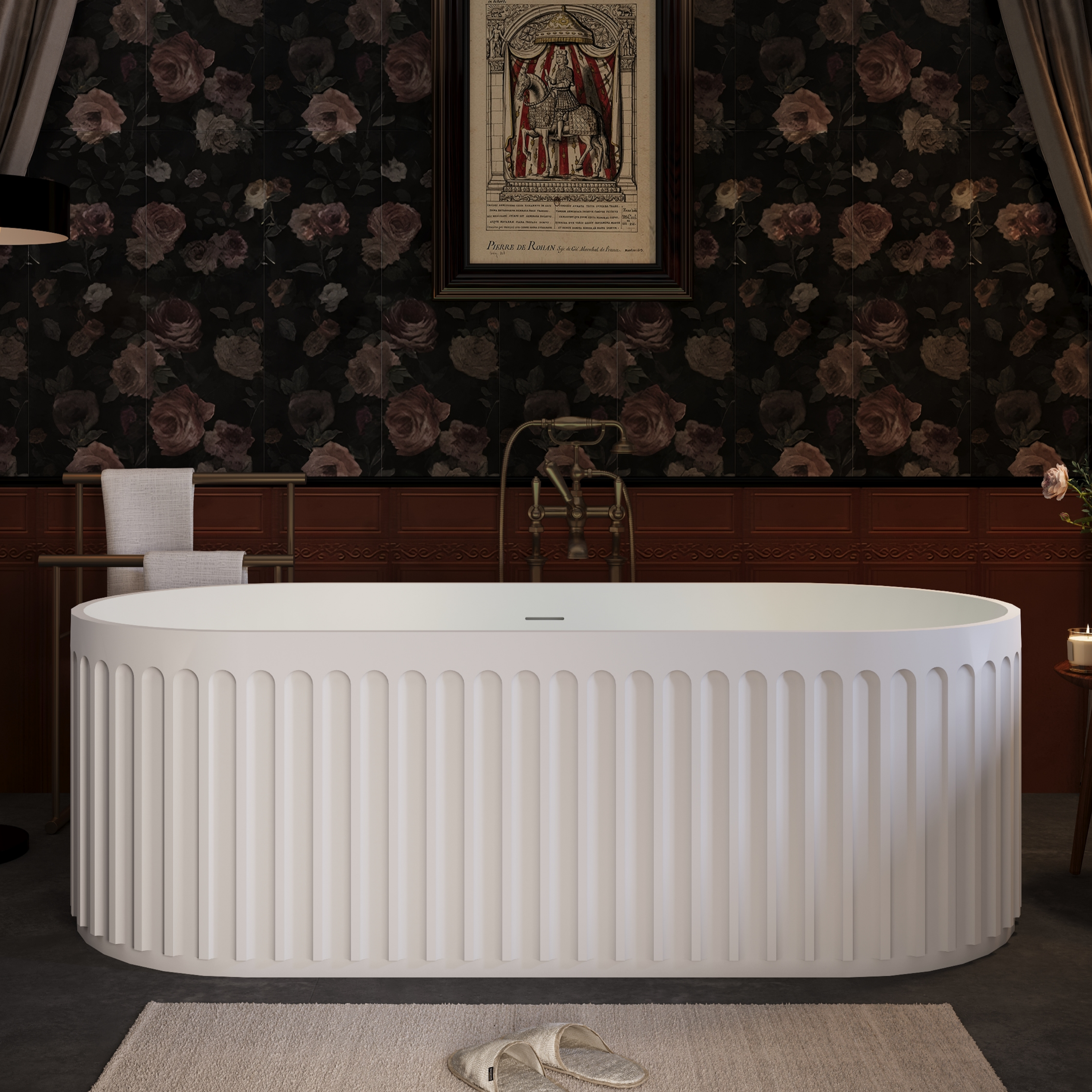 Freestanding Solid Surface Bathtub Stone Resin cUPC Overflow Homary