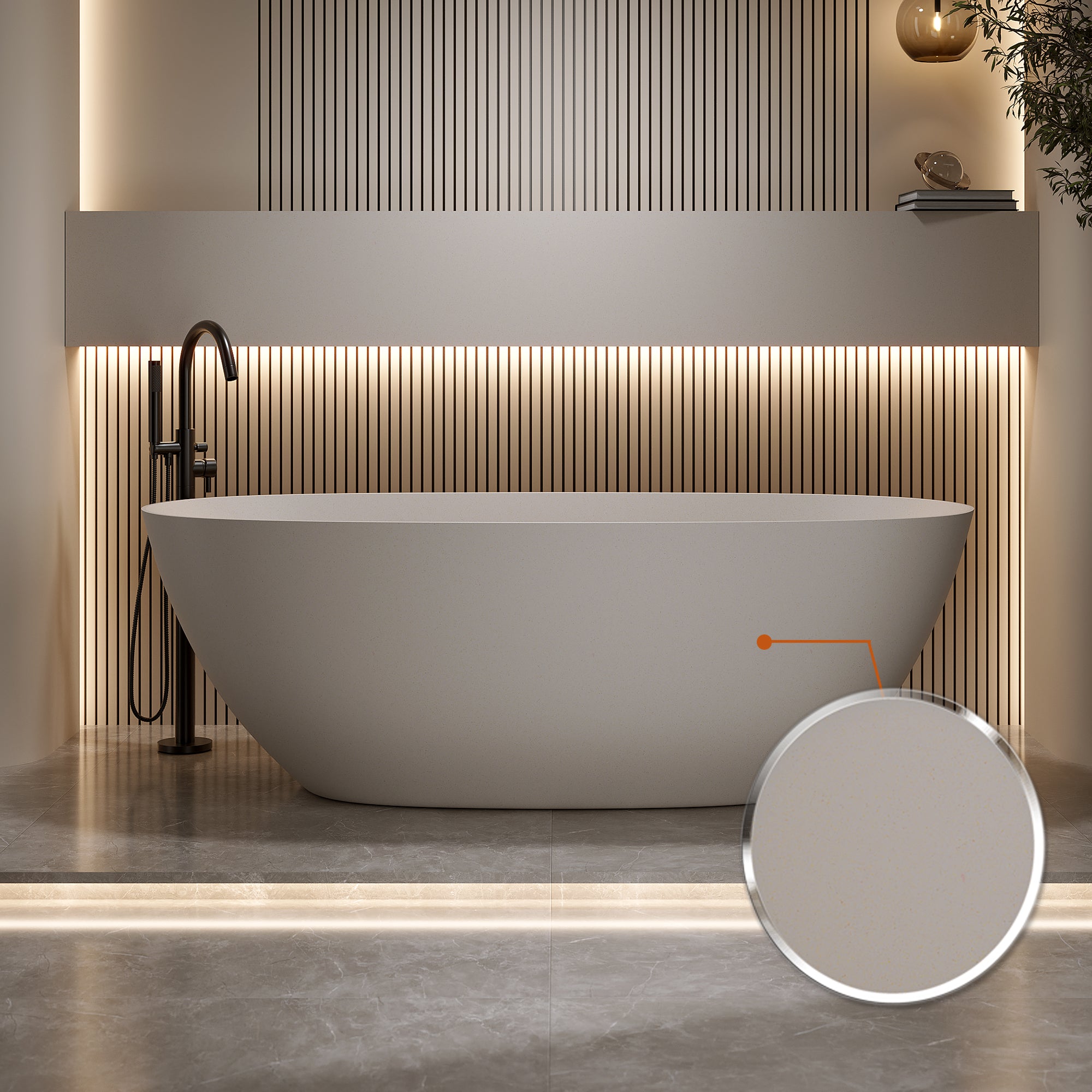 Freestanding Resin Stone Bathtub Solid Surface Overflow Drain Homary