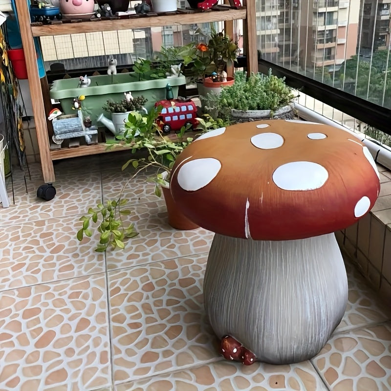 Oversized Mushroom Model Stool - 13.4 inches, Resin for Outdoor & Indoor Homary