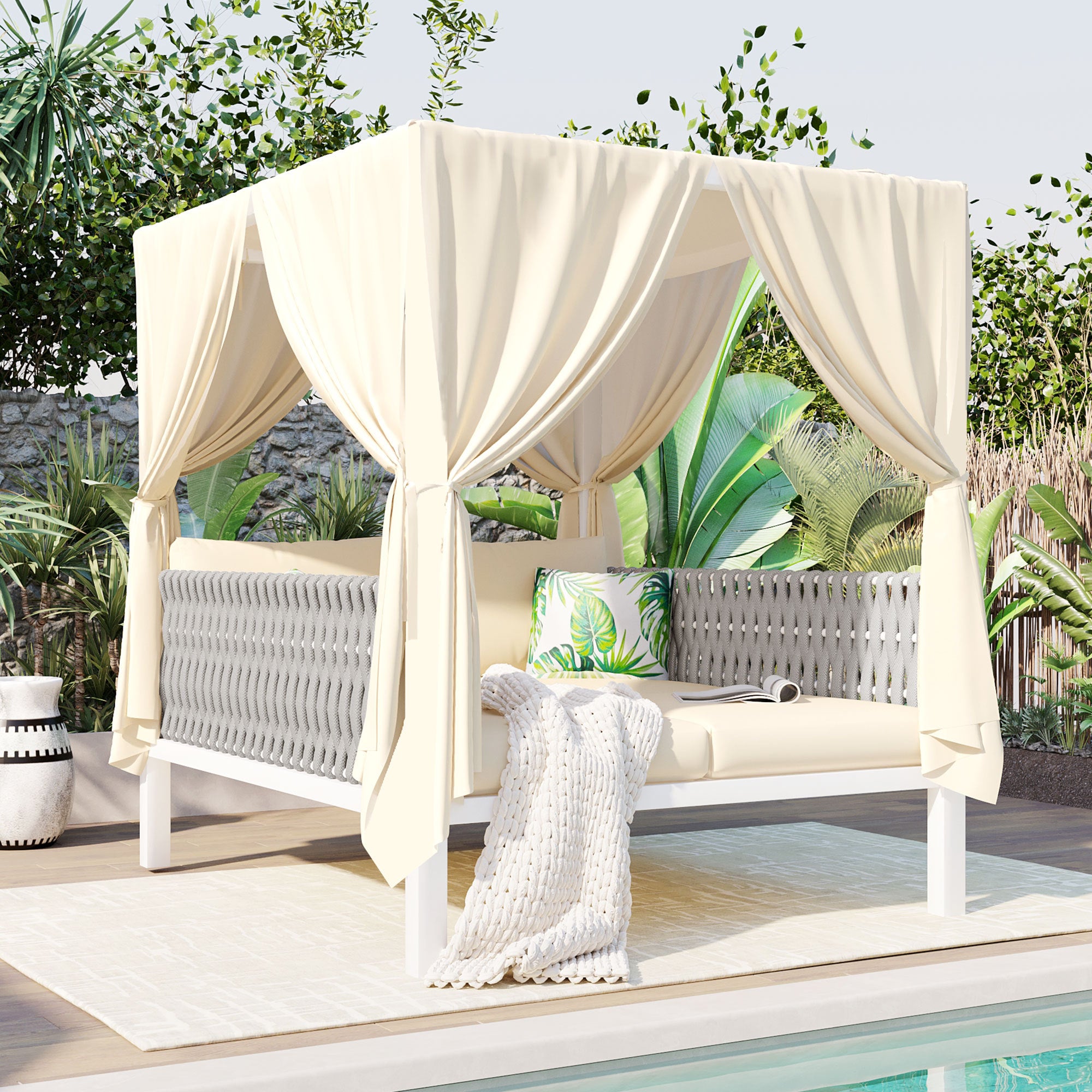 Outdoor Patio Sunbed Curtains High Comfort Garden Homary