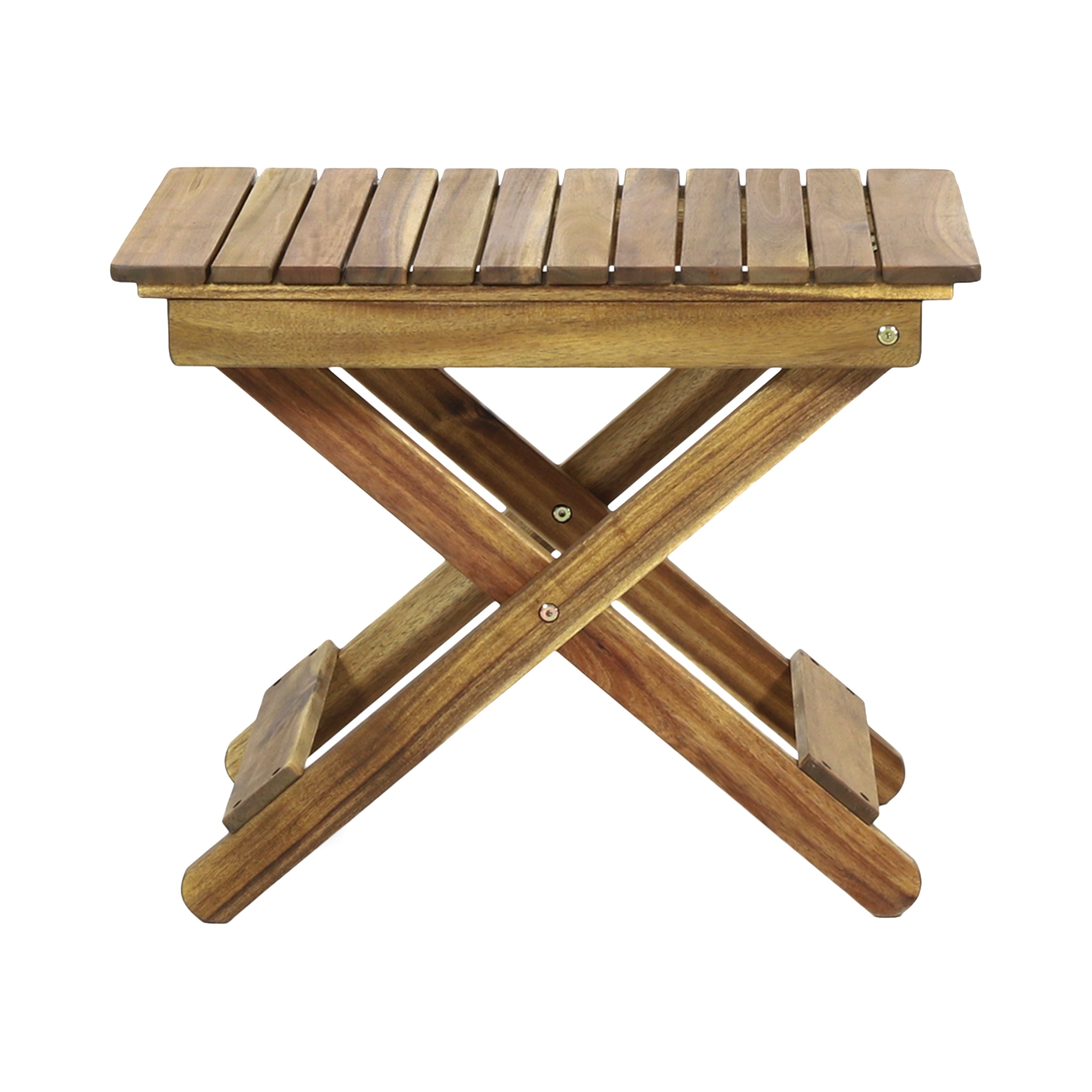 Outdoor Folding Wooden Side Table Natural Patio Homary