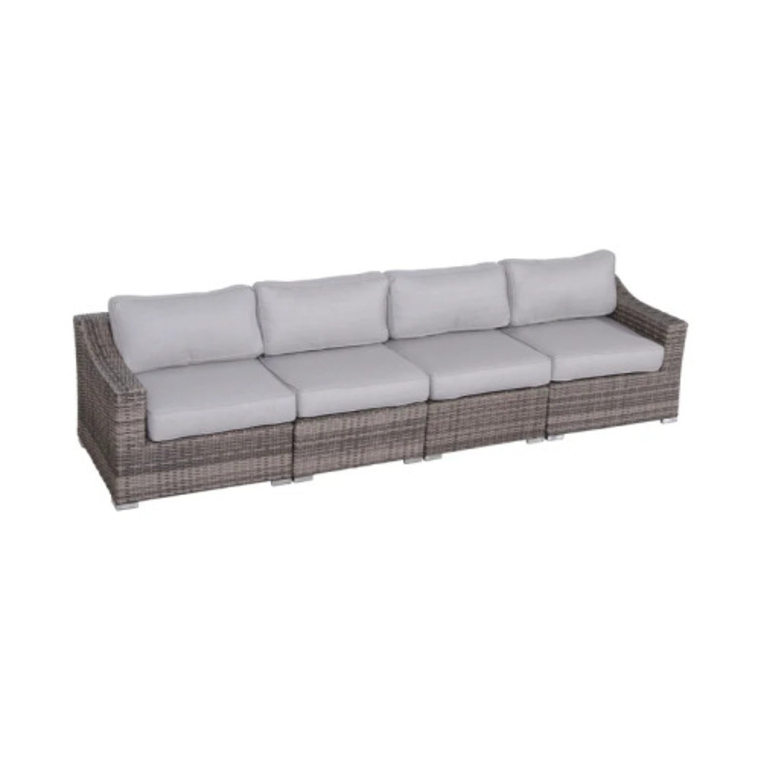 Fully Assembled 4-Piece Sectional - 122"W Grey Mix Rattan lazy boy