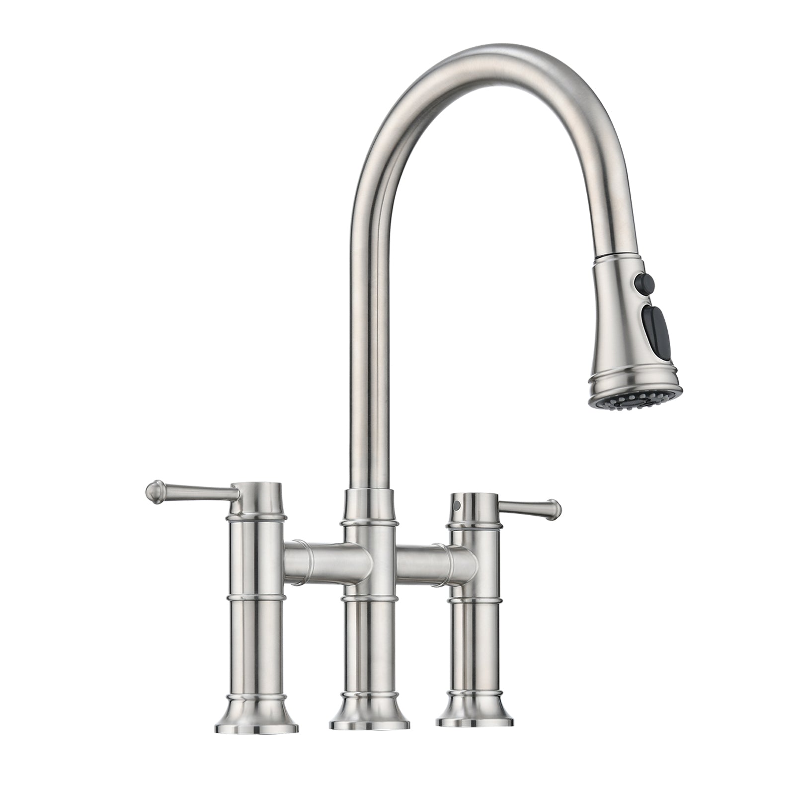 Bridge Kitchen Faucet Double Handle with Pull - Down Spray Head Home Decor lazy boy