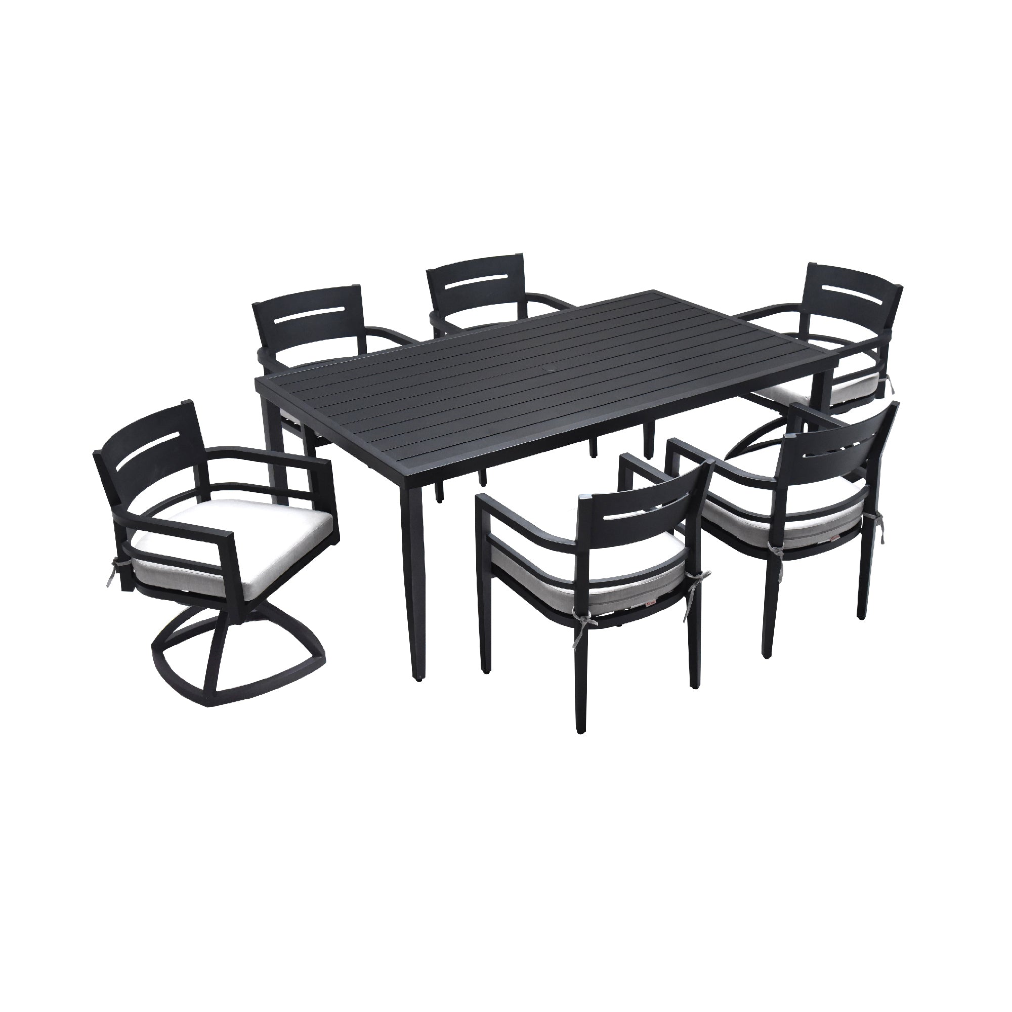 7-Piece Outdoor Patio Aluminum Modern Dining Set Sunbrella Cushioned homary