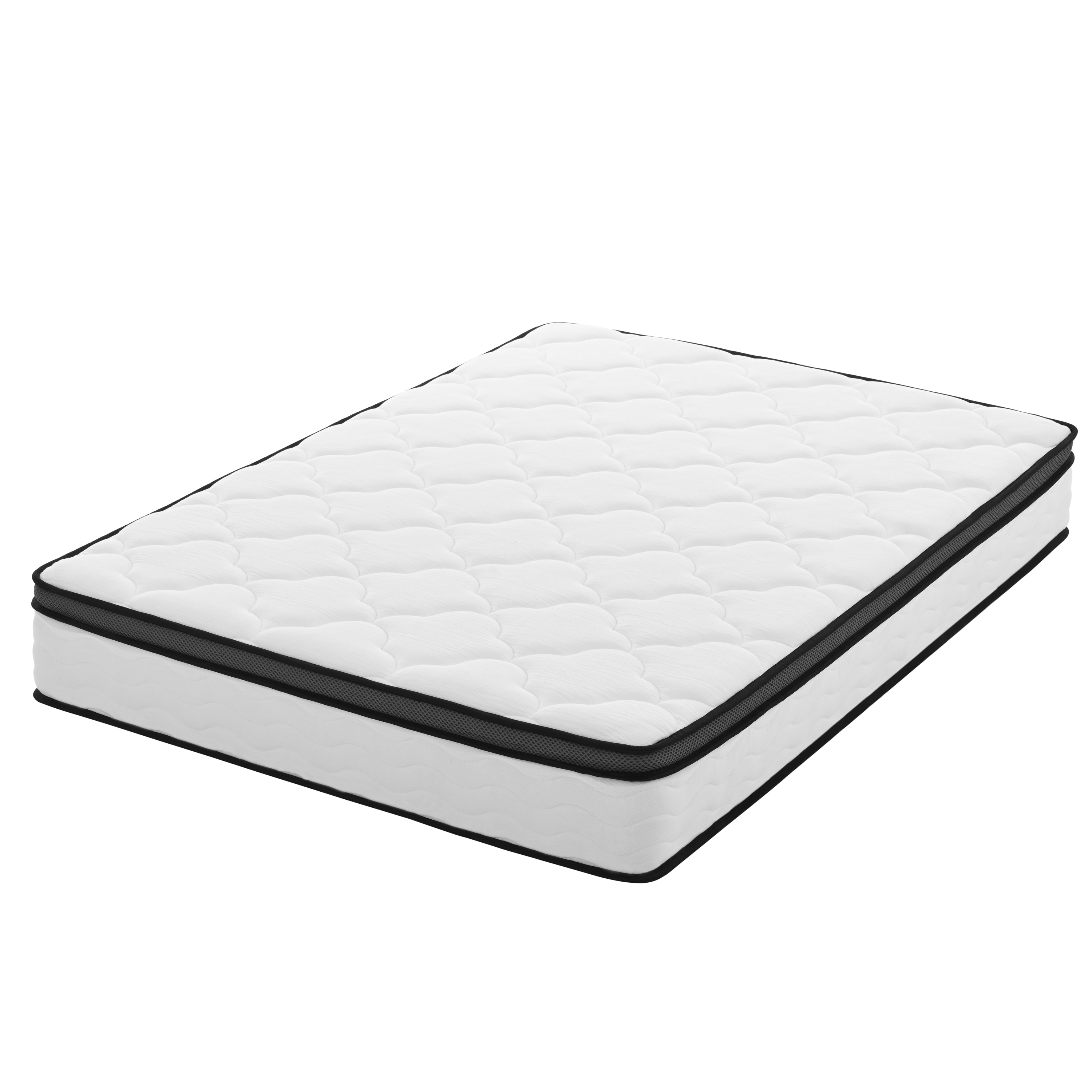 Hybrid Full Mattress - 10 Inch Medium Firm Mattress with Memory Foam & Pocket Coils, Creamy White/Gray+Cream