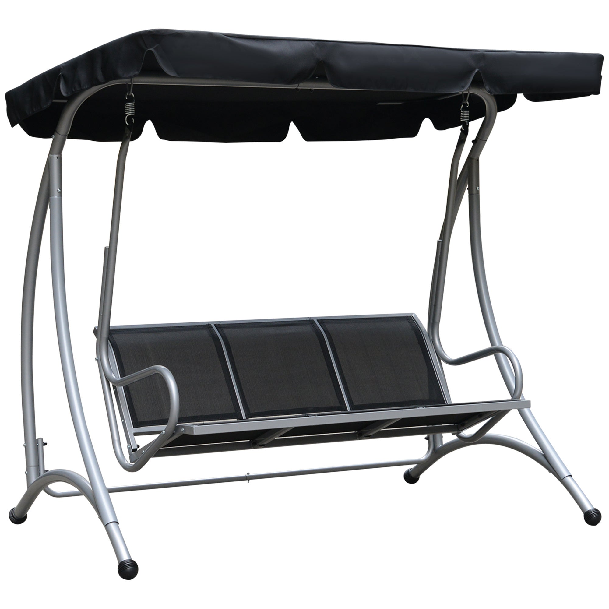 Outsunny 3-Seat Patio Swing Chair Canopy Steel Frame Black Homary