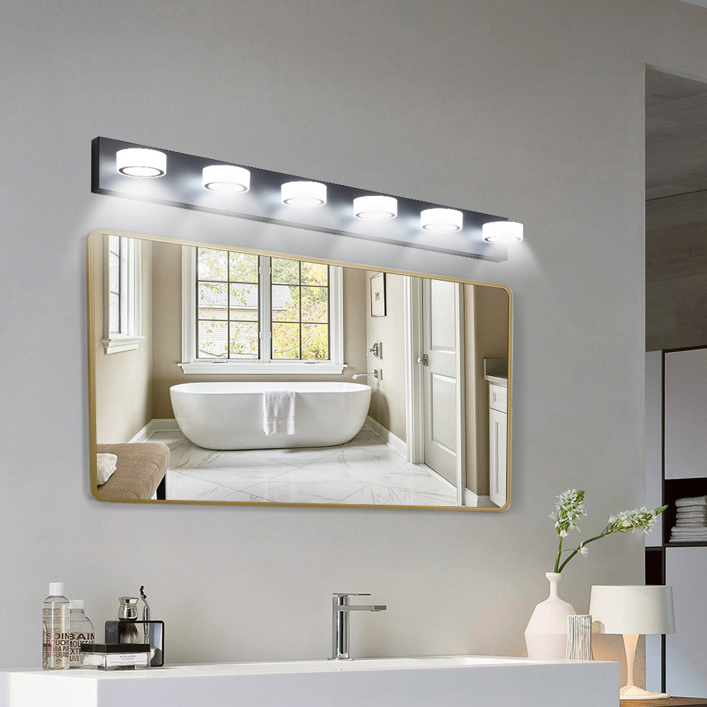 6-Light LED Vanity Light Black Bathroom Wall Fixture zuri