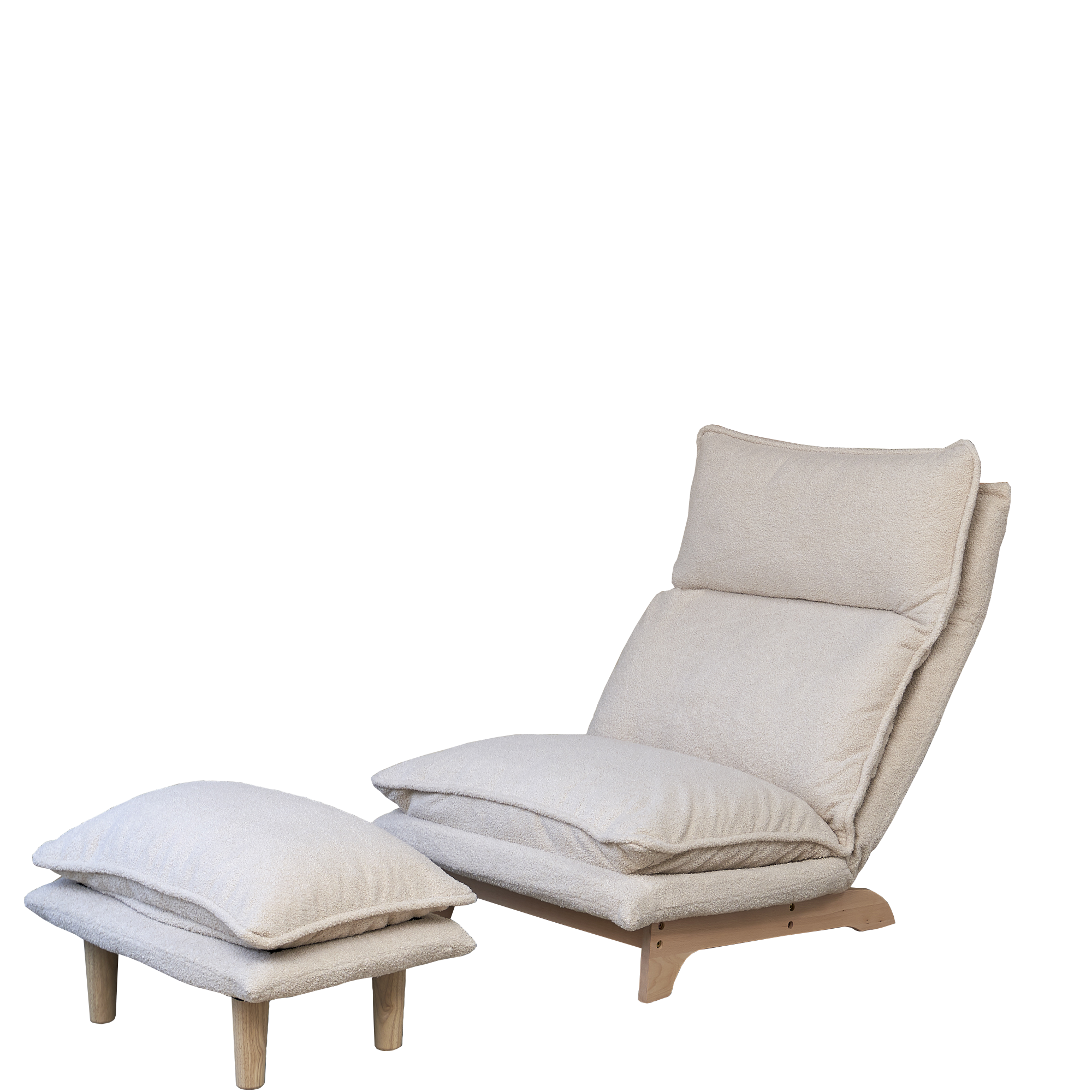 Foldable Metal Frame - Beige Reclining Single Sofa Chair for Bedroom or Balcony - Lazy Leisure Lounge Chair